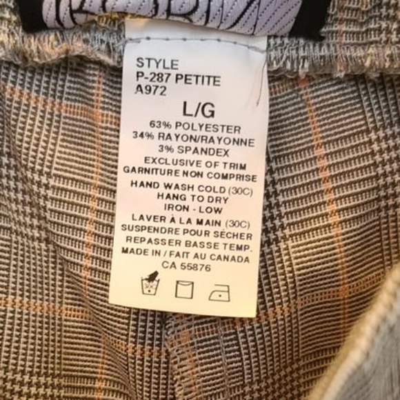 2/$30 ☆ NWOT Robin Barre Cropped Pink & Grey Plaid Pants Large Petite - Picture 7 of 7